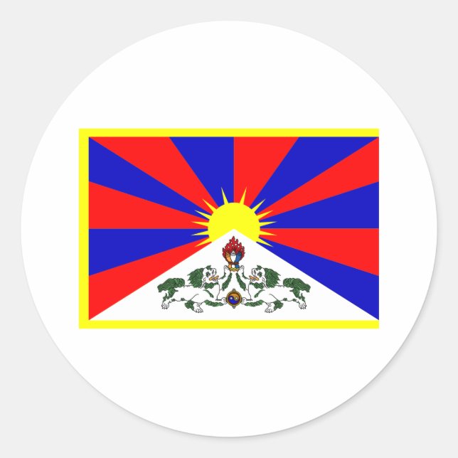 Tibet-Flagge Runder Aufkleber (Vorderseite)