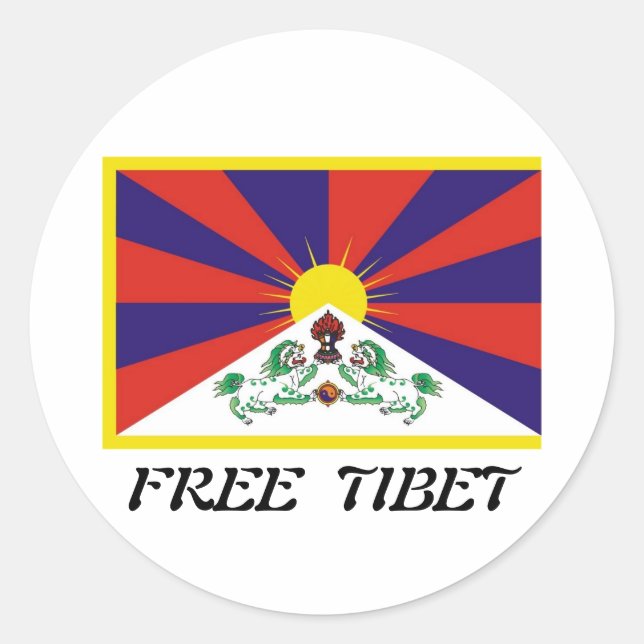 Tibet-Flagge Runder Aufkleber (Vorderseite)