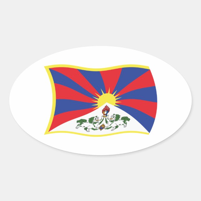 Tibet-Flaggenaufkleber Ovaler Aufkleber (Vorderseite)