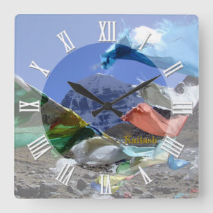 Tibet, Heiliger Berg Kailash, Himalaya, Buddhismus Quadratische Wanduhr