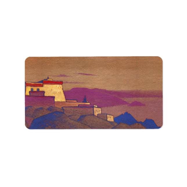 Tibet, Kloster Gelugpa, 1936 von Nicholas Roerich Adressaufkleber (Vorne)