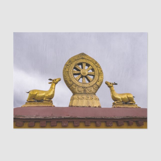 Tibet, Lhasa - Dharma-Rad im Jokhang-Tempel Seidenpapier (Vorderseite)