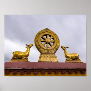 Tibet, Lhasa - Dharmarad auf dem Jokhang-Tempel Poster