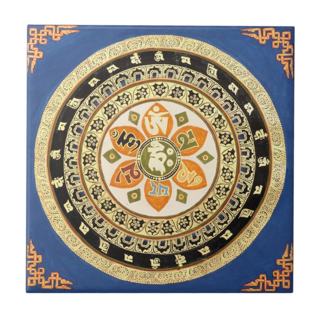 Tibet-Mandala-Kachel Fliese (Vorderseite)