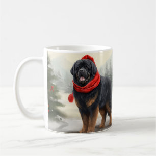 Tibet-Mastiff-Hund im Schnee Weihnachten  Kaffeetasse