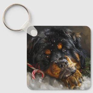Tibet-Mastiff-Hund Weihnachtsfestlich Schlüsselanhänger