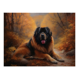 Tibet-Mastiff im Herbst, Blätterfall inspiriert Poster