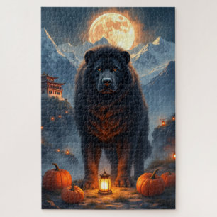 Tibet-Mastiff-Mondlicht-Halloween-Porträt-Kunst