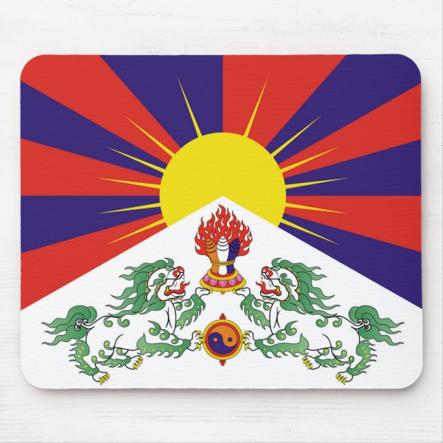Tibet, Schnee-Löwen, tibetanische Flagge - der Mousepad (Vorne)