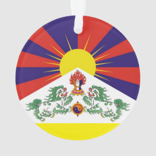 Tibet, Schneeläonen, tibetische Flagge - Der Hima Ornament