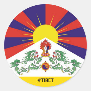 Tibet, Schneeläonen, tibetische Flagge - Der Hima Runder Aufkleber