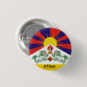 Tibet, Snow Lions, tibetische Flagge - Der Himalay Button