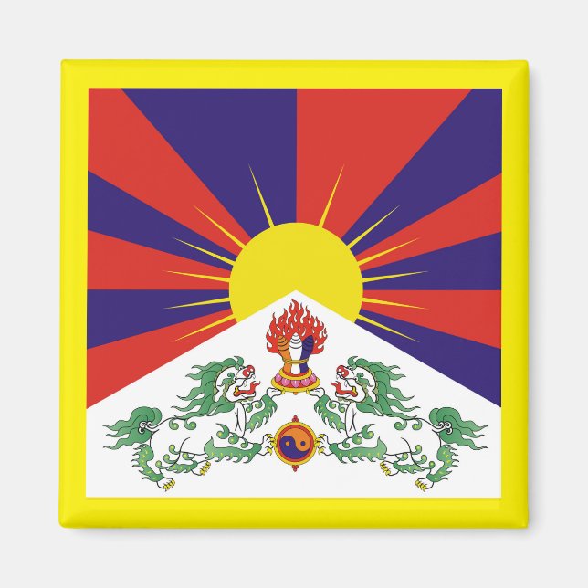 Tibet, Snow Lions, tibetische Flagge - Der Himalay Magnet (Vorne)