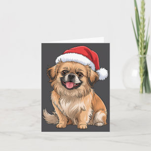 Tibet-Spaniel-Hund Weihnachten Santa Hut Haustier  Karte