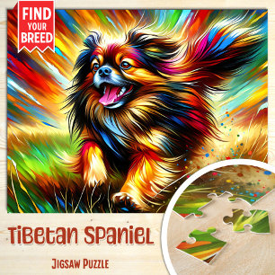 Tibet Spaniel Hundeporträt Acryl-Kunst Druck Hund