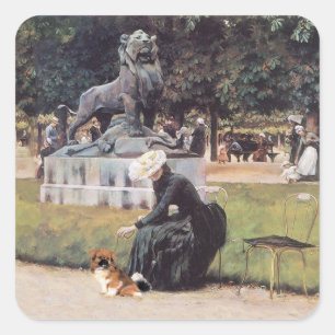 Tibet-Spaniel im Park Quadratischer Aufkleber