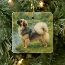 Tibet-Spaniel Keramikornament