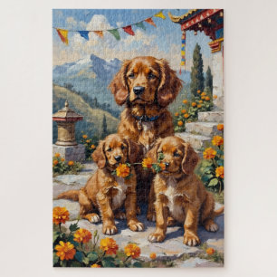 Tibet Spaniel Klostergarten Kunst