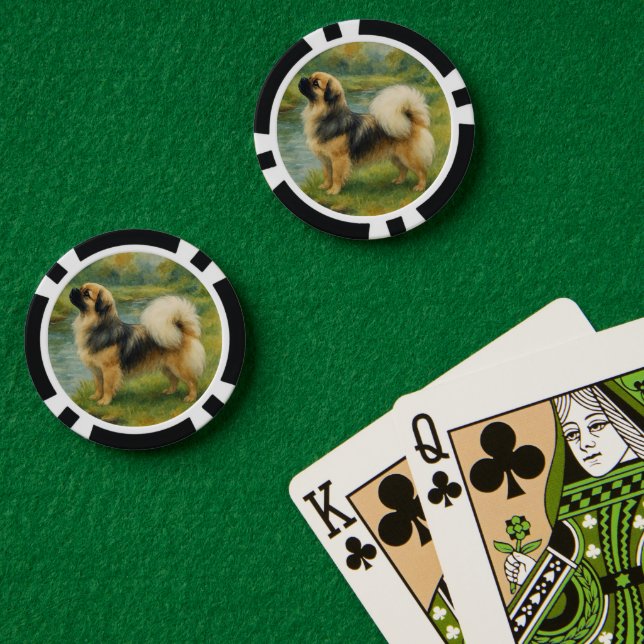 Tibet-Spaniel Pokerchips (Pokertisch (doppelt))