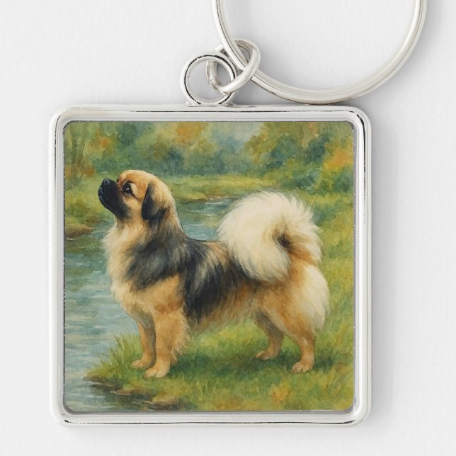 Tibet-Spaniel Schlüsselanhänger (Vorne)