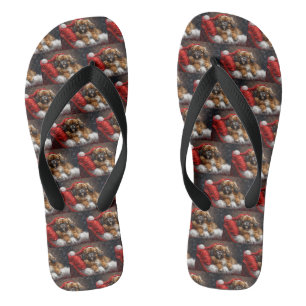 Tibet-Spaniel Weihnachtsfestlich Flip Flops