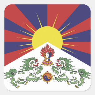 Tibet-Sticker, Tibeter, Patriotiker, tibetische Fl Quadratischer Aufkleber