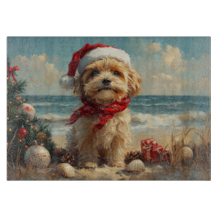 Tibet Terrier Hund Weihnachten Vintage Strand Schneidebrett