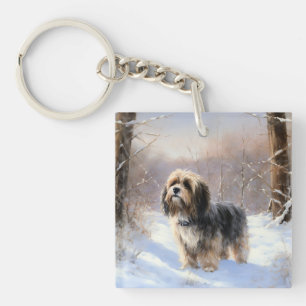 Tibet Terrier Lass es schneien Weihnachten Schlüsselanhänger