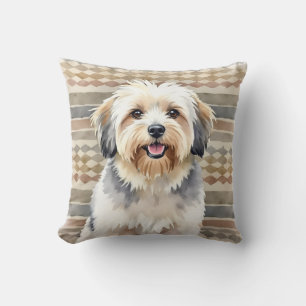 Tibet-Terrier-Wasserfarben-Textilmuster-Kunst Kissen