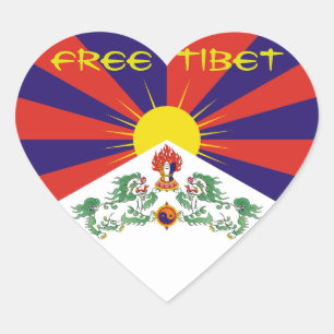 Tibet/tibetanische Flagge. Freies Tibet Herz-Aufkleber
