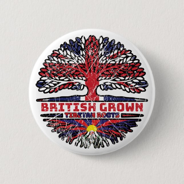 Tibet Tibetisch Britisches Tree Roots Flag Button (Vorderseite)