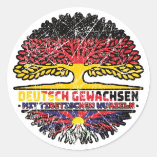 Tibet Tibetisch Deutsch Deutschland Baum Wurzel Runder Aufkleber