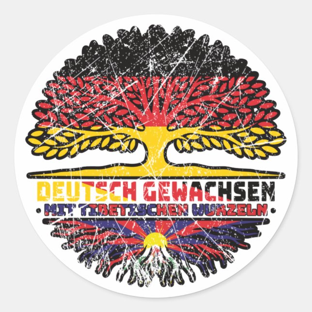 Tibet Tibetisch Deutsch Deutschland Baum Wurzel Runder Aufkleber (Vorderseite)