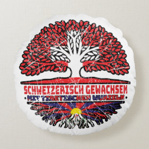 Tibet Tibetisch Schweizer Schweiz Baum Wurzel Rundes Kissen