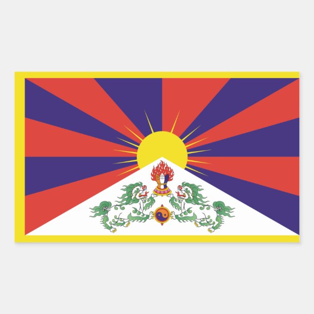 Tibet/tibetische Flagge Rechteckiger Aufkleber (Vorderseite)