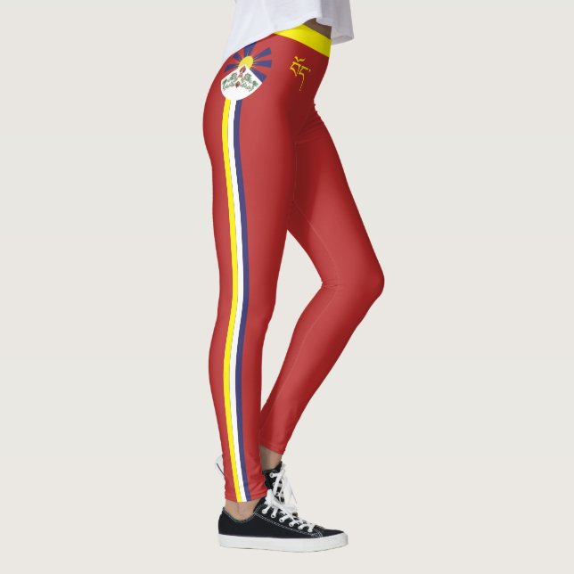Tibet & Tibetische Flaggenmode, Reise-/Sportfans L Leggings (Rechts)