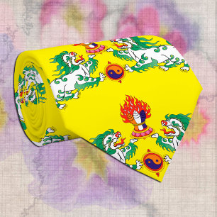 Tibet und tibetische Flagge, Schneelöwen / Herzen Krawatte