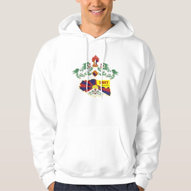 Tibet und tibetische Flagge, Snow Lions, Karte / B Hoodie (Vorderseite)