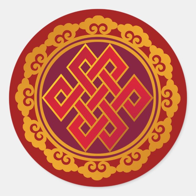 Tibetan Karma Buddhismus Eternaler Knot Runder Aufkleber (Vorderseite)