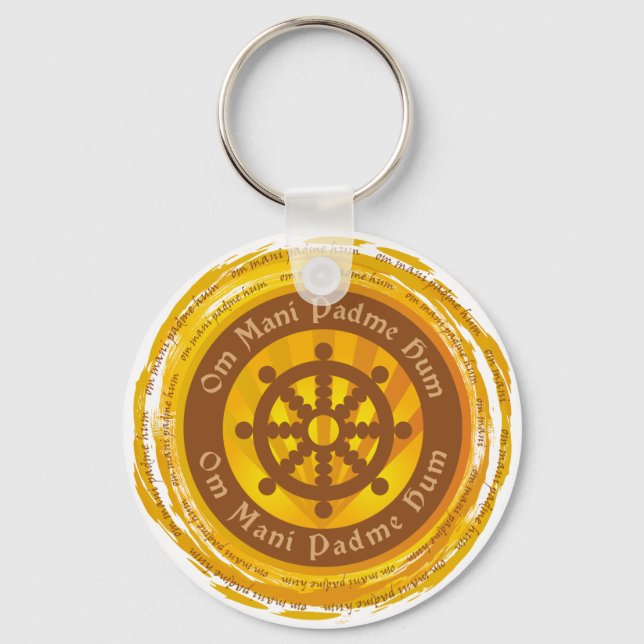 Tibetan Mantra Dharma Wheel Schlüsselanhänger (Vorderseite)