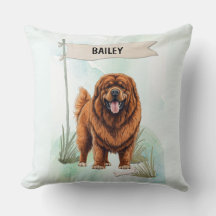 Tibetan-Mastiff-Aquarell-Hundekissen personalisier