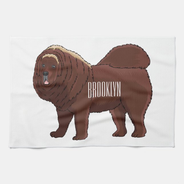 Tibetan Mastiff dog cartoon illustration  Geschirrtuch (Horizontal)