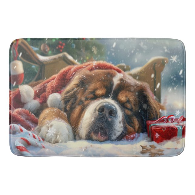 Tibetan Mastiff Dog Weihnachtsfest Badematte (Vorderseite)