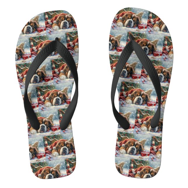 Tibetan Mastiff Dog Weihnachtsfest Flip Flops (Fußbett)