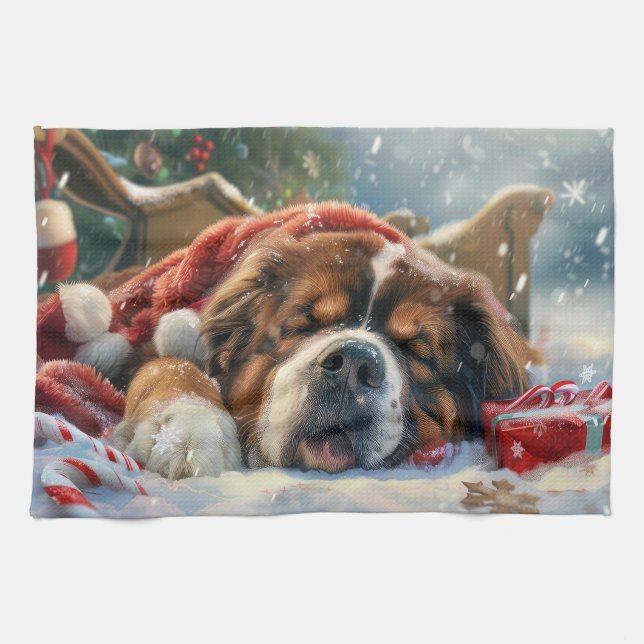 Tibetan Mastiff Dog Weihnachtsfest Geschirrtuch (Horizontal)