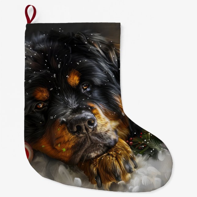 Tibetan Mastiff Dog Weihnachtsfest Großer Weihnachtsstrumpf (Vorderseite)