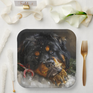Tibetan Mastiff Dog Weihnachtsfest Pappteller