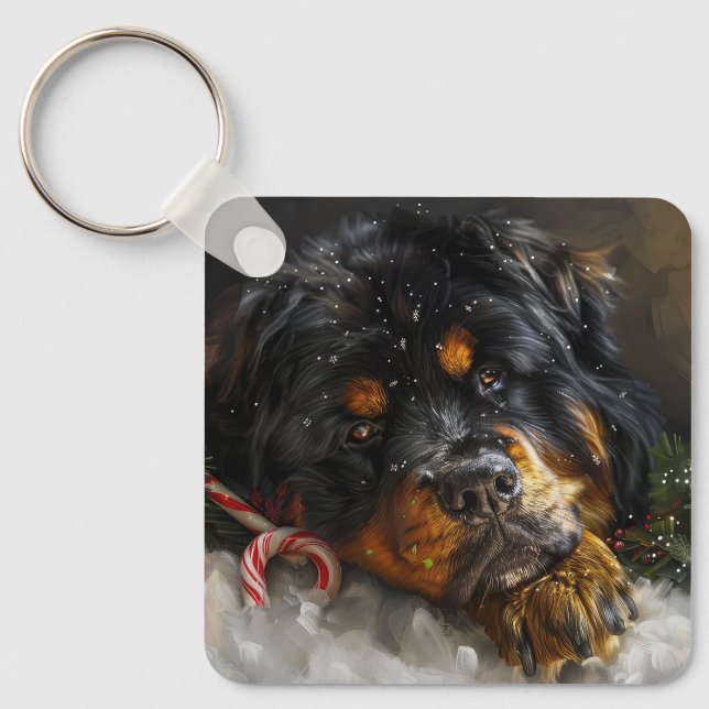 Tibetan Mastiff Dog Weihnachtsfest Schlüsselanhänger (Vorderseite)