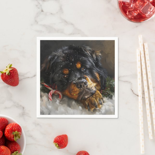 Tibetan Mastiff Dog Weihnachtsfest Serviette (Beispiel)