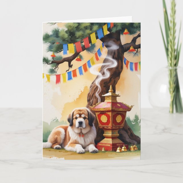 Tibetan Mastiff Dog Weihnachtsgrüßkarte Karte (Vorderseite)